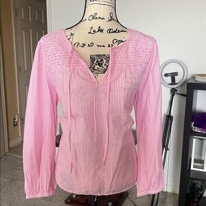 J. Crew Pink Striped Women's Top perfect for spring or summer in Size Medium
